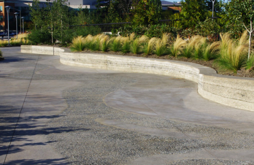 Architectural concrete, decorative concrete, Lithocrete, Bomanite, sedimentary walls by Belarde Company, Seattle, Washington