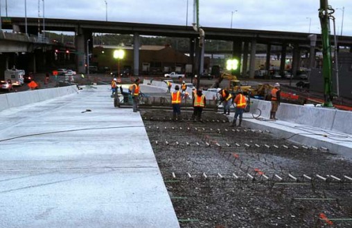 PCC concrete paving, Belarde Company, sidewalks, curbs and gutters, Seattle, East Marginal Way Grade Separation Project