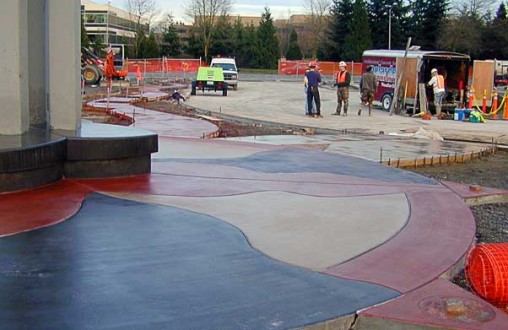 Overlake Transit Center, decorative concrete,  architectural concrete, colored concrete, stained concrete, Belarde Company, Seattle